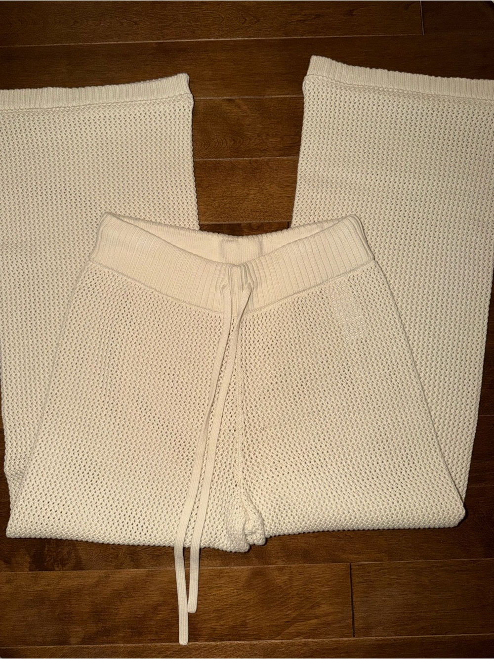 TNA Knit Wide-Leg Pants in Cream